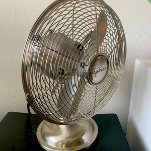 Stainless steel whirlpool desk fan.